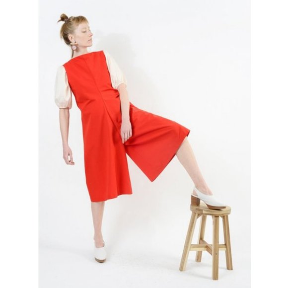 Meg Pants - MEG Stitched Pocket Cropped Jumpsuit Red - Large